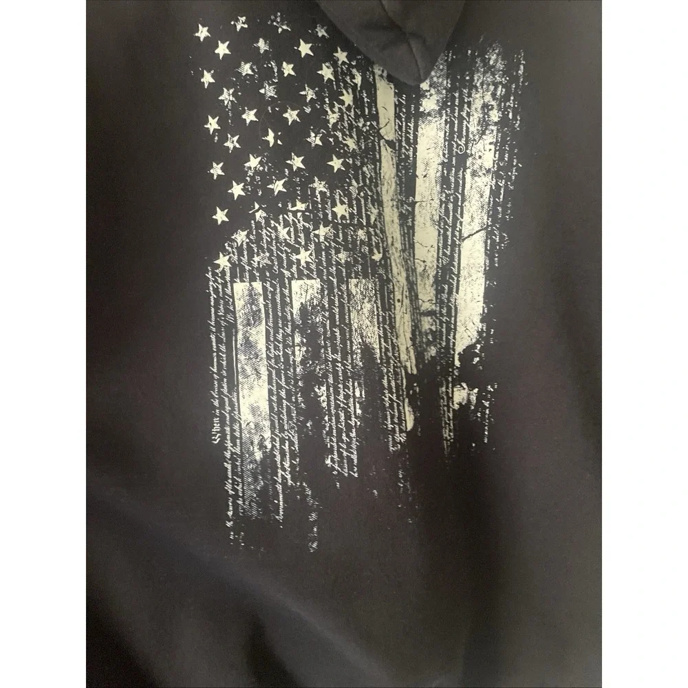 Grunt Style Men's 2X Hoodie Black This We'll Defend Patriotic USA Pullover EUC
